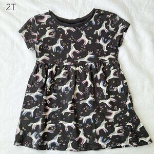 🪴5/$30 Old Navy 2T Toddler Girls Unicorn Grey Cotton Dress Casual Spring Summer